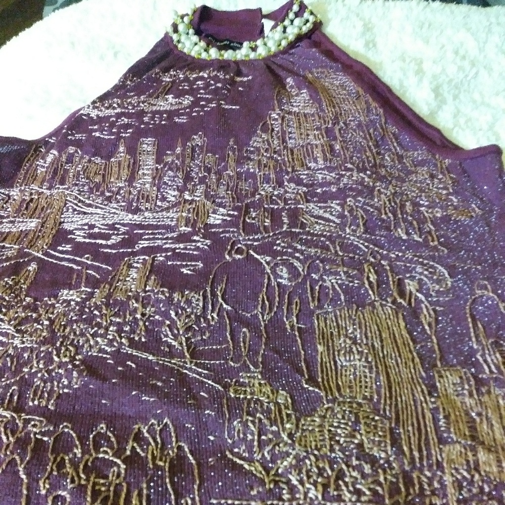 Michael Simon top with bead embellishments